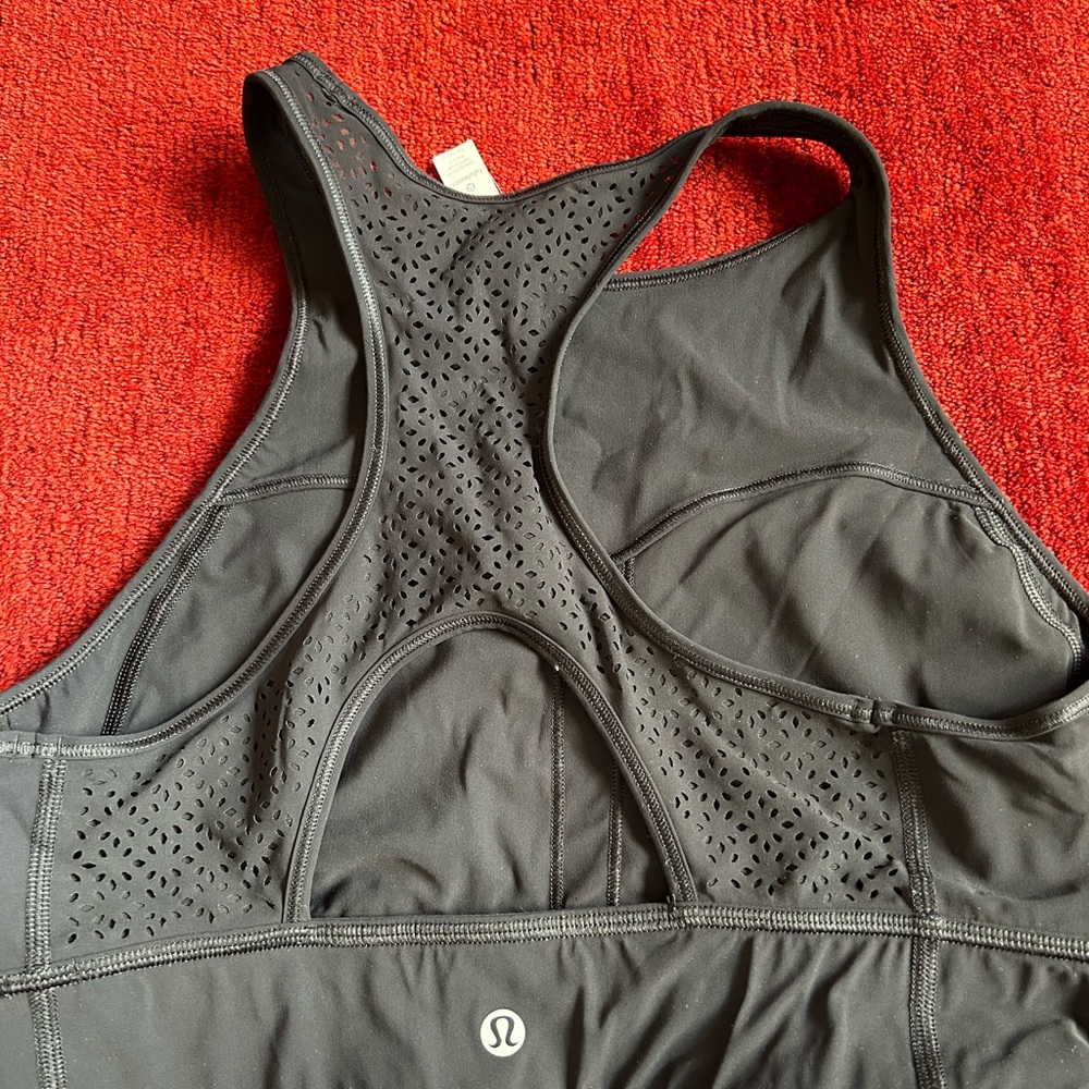 Lululemon black double layer long bra size 10